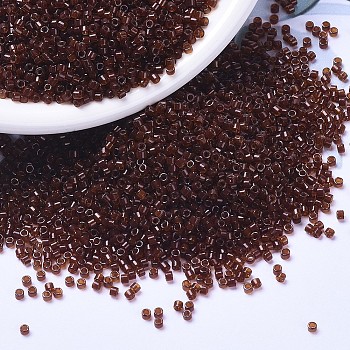 MIYUKI Delica Beads, Cylinder, Japanese Seed Beads, 11/0, (DB1392) Dark Topaz Lined Rootbeer, 1.3x1.6mm, Hole: 0.8mm, about 100000pcs/500g