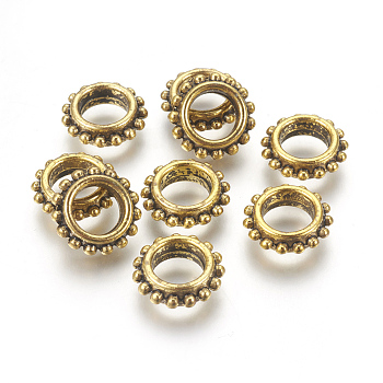 Tibetan Style Alloy Beads, Lead Free & Cadmium Free, Gear, Antique Golden, 13.5x4.5mm, Hole: 7mm