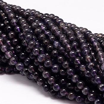 Natural Cordierite/Iolite/Dichroite Beads Strands, Round, 6mm, Hole: 1mm, about 78pcs/strand, 15.7 inch