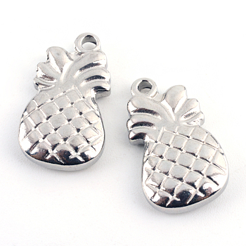 304 Stainless Steel Pineapple Pendants, Stainless Steel Color, 18x11x3mm, Hole: 1.5mm