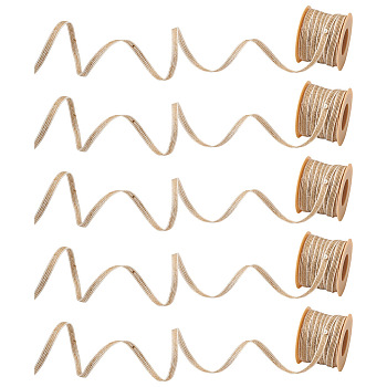 Burlap Ribbon, Hessian Ribbon, Jute Ribbon, for Craft Making, Flat, Tan, 1/4 inch(6.5mm), about 10.94 Yards(10m)/Roll