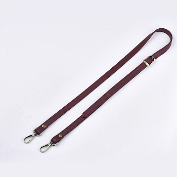 Imitation Leather Bag Handles, Length Adjustable Bag Strap Single Shoulder Belts, with Alloy and Iron Findings, Antique Bronze, FireBrick, 890~1090x14x3mm