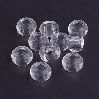 Glass European Beads, Large Hole Beads, Rondelle, Clear, 15x10mm, Hole: 5~6.4mm