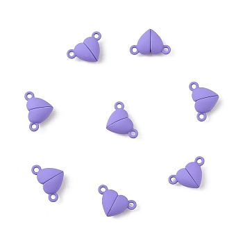 10 Sets Alloy Magnetic Clasps with Loops, Heart, Lilac, 15x9.5x6mm, Hole: 1.5mm