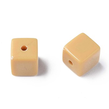 Opaque Acrylic Beads, Cube, BurlyWood, 10.5x9.5x9.5mm, Hole: 2mm, about 490pcs/500g