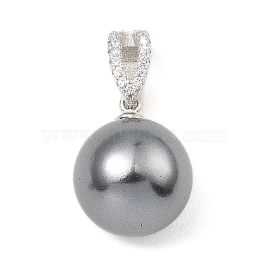 Real Platinum Plated Round Sterling Silver+Pearl Pendants