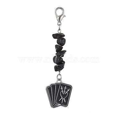Natural Obsidian Chip Pendant Decorations(HJEW-JM01270)-3