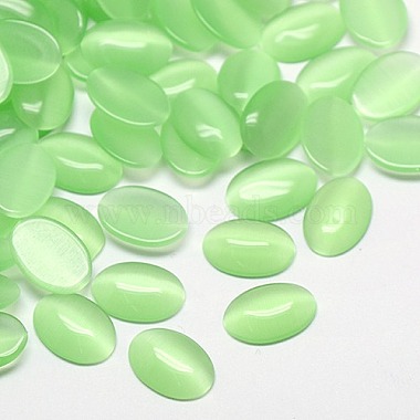 Pale Green Oval Glass Cabochons