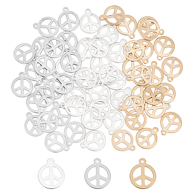 Mixed Color Peace Sign 304 Stainless Steel Pendants