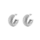 Stylish Stainless Steel C-shaped Diamond Grid Earrings for Women's Daily Wear(UO3673-2)-1