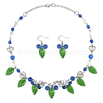 304 Stainless Steel Necklaces & Hoop Earring Sets, with Handmade Lampwork & Acrylic Pendants, Stainless Steel Color, 1.54~18.31 inch(39~465mm)(SJEW-YW00001)