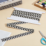 2Yards Ethnic Style Polycotton Jacquard Leaf Ribbons, Garment Accessories, with 1Pc Display Card, Black, 1 inch(25mm)(SRIB-LP0001-25)