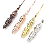 Brass Bullet-Shaped Big Pendant Dowsing Pendulums, with Chain, Rack Plating, Mixed Color, 242mm, Hole: 1.8mm(HJEW-P023-01)