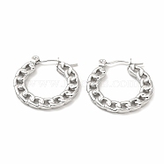304 Stainless Steel Curb Chain Shape Stud Earrings for Women, Stainless Steel Color, 20x22x2mm, Pin: 0.7mm(X-EJEW-F283-02P)