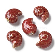 Handmade Porcelain Beads, Snail, Light Coral, 20~21x16~17x9~10.5mm, Hole: 3mm(PORC-L080-F06)