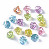 Transparent Acrylic Charms, AB Color Plated, Faceted, Diamond Shape, Mixed Color, 12x11mm, Hole: 1.6mm, about 920pcs/500g(TACR-Q270-017)