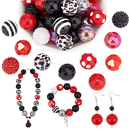 Elite 1 Set Mixed Style Acrylic Round Beads Sets, Red, 19~20mm, Hole: 2mm, about 50pcs/bag(SACR-PH0001-52H)