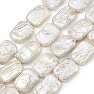 Natural Keshi Pearl Beads Strands, Baroque Pearls, Rectangle, Seashell Color, 19~24.5x14~16x4~7mm, Hole: 0.9mm, about 22pcs/strand, 15.59''(39.6cm)(PEAR-B003-01)