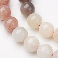 Natural Multi-Moonstone Bead Strands, Round, 6mm, Hole: 1mm, about 64pcs/strand, 15.5 inch(G-P213-19-6mm)