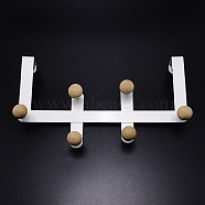 Iron Free of Punch Hook Hanger, with Wood, for Clothing Storage, White, 200x353x110mm(SW-TAC0002-11B)