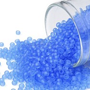 TOHO Round Seed Beads, Japanese Seed Beads, (3LF) Very Light Sapphire Transparent Matte, 11/0, 2.2mm, Hole: 0.8mm, about 1110pcs/10g(X-SEED-TR11-0003LF)