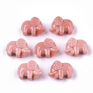 Carved Sea Bamboo Coral(Imitation Coral) Beads, Dyed, Elephant, Light Coral, 11x16x7mm, Hole: 1.4mm(CORA-R020-11)