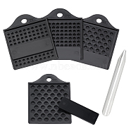 Nbeads Plastic Bead Counter Boards for 3/4/6/8mm Beads, with 304 Stainless Steel Chemical Scoops, Black, Boards: 102~106x77~80x6~7.5mm, Hole: 9.5~10mm, 4pcs/set, Scoops: 152x15.5x4mm, 1pc(KY-NB0001-67B)