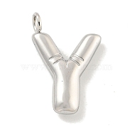 Non-Tarnish 304 Stainless Steel Pendants, Letter Charm, Stainless Steel Color, Letter Y, 16x10.5x3mm, Hole: 2mm(STAS-C102-15P-Y)