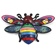 Rainbow Bee Enamel Pins, Insect Zinc Alloy Brooch, for Clothes Backpack, Colorful, 42.5x71.5mm(JEWB-U011-01C)