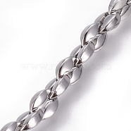 304 Stainless Steel Oval Link Chains, Unwelded, Stainless Steel Color, 5mm, Links: 7x5x2.3mm(CHS-L020-007P)