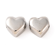 Non-Tarnish 304 Stainless Steel Beads, Heart, Stainless Steel Color, 8.5x8.5x5mm, Hole: 1.5mm(STAS-B070-09P)