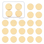 BENECREAT Brass Pendants, Flat Round, Blank Stamping Tag, Golden, 20x0.5mm, Hole: 1.4mm, 30pcs/box(KK-BC0002-04G)