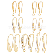14Pcs 7 Style Brass Micro Pave Cubic Zirconia Earring Hooks Set, Ear Wire with Horizontal Loops, Real 18K Gold Plated, 16.5~23.8x7.5~10x2~4.5mm, Pin: 0.6~1mm, 2Pcs/style(ZIRC-BC0001-26)