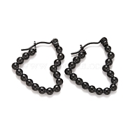 Heart 304 Stainless Steel Hoop Earrings for Women, Electrophoresis Black, 23x21x2.6mm, Pin: 0.6mm(STAS-A057-19EB)