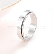 Rotating 201 Stainless Steel Finger Rings for Men Women, Stainless Steel Color, US Size 8(18.1mm)(PW-WGF9BE0-06)