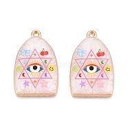 Printed Rack Plating Alloy Enamel Pendants, Golden, Arch with Evil Eye Charm, Star of David, 28.5x18x3.5~4mm, Hole: 1.5mm(ENAM-T020-03C)