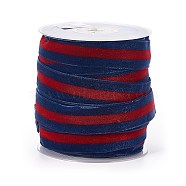 Polyester Ribbon, Single Face Velvet Ribbon, Binary Colour, Striped Pattern, FireBrick, 3/4 inch(19mm), about 25yards/roll(22.86m/roll)(SRIB-F008-A03-19mm)