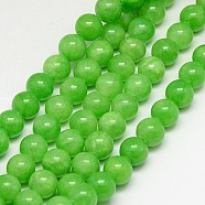 Natural Yellow Jade Beads Strands, Dyed, Round, Lime Green, 6mm, Hole: 1mm, about 70pcs/strand, 15.75 inch(G-G598-6mm-YXS-17)