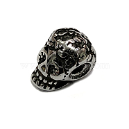 304 Stainless Steel Beads, Skull, Antique Silver, 12.5x8.5x9mm, Hole: 2mm(STAS-O102-07AS)