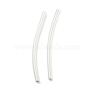 Brass Curved Tube Beads, Cadmium Free & Lead Free, Silver, 24.5x1.5mm, Hole: 1mm(KK-B120-04C-S)