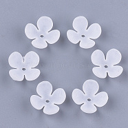 4-Petal Transparent Acrylic Bead Caps, Frosted, Flower, Clear, 16x16.5x6mm, Hole: 1.5mm(FACR-T001-14)