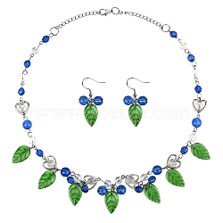 304 Stainless Steel Necklaces & Hoop Earring Sets, with Handmade Lampwork & Acrylic Pendants, Stainless Steel Color, 1.54~18.31 inch(39~465mm)(SJEW-YW00001)