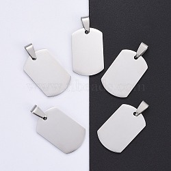 304 Stainless Steel Big Pendants, Manual Polishing, Blank Stamping Tags, Rectangle, Stainless Steel Color, 28x18x1.8mm(STAS-TAG0001-30)