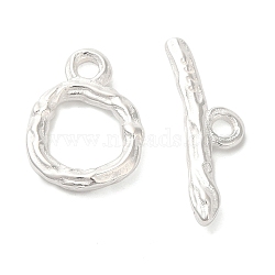 925 Sterling Silver Toggle Clasps, Ring, Silver, Ring: 14.5mm wide, 11mm long, 2mm thick, hole: 1.8mm; Bar: 6mmm wide, 19mm long, 2mm thick, hole: 1.8mm(FIND-NH0001-09)