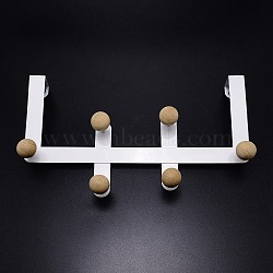Iron Free of Punch Hook Hanger, with Wood, for Clothing Storage, White, 200x353x110mm(SW-TAC0002-11B)