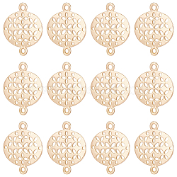 24Pcs Brass Connector Charms, Nickel Free, Hollow Oval Link, Real 18K Gold Plated, 19.5x17x1mm, Hole: 1.5mm(KK-BC0010-26)