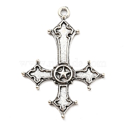 Plated Alloy Big Pendants, Cross, Antique Silver, 53x38x3mm, Hole: 2.7mm(PALLOY-D020-11AS-01)