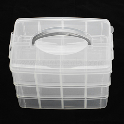 Plastic Bead Containers, Rectangle,Three Layers, A Total of 24 Compartments, Clear, 234x153x185mm, Compartment: 72x56~57x74mm(CON-S033)