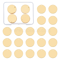 BENECREAT Brass Pendants, Flat Round, Blank Stamping Tag, Golden, 20x0.5mm, Hole: 1.4mm, 30pcs/box(KK-BC0002-04G)