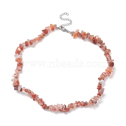 Natural Carnelian Chips Beaded Necklaces, 304 Stainless Steel Jewelry for Women, 15.24''(38.7cm)(NJEW-JN04275-05)